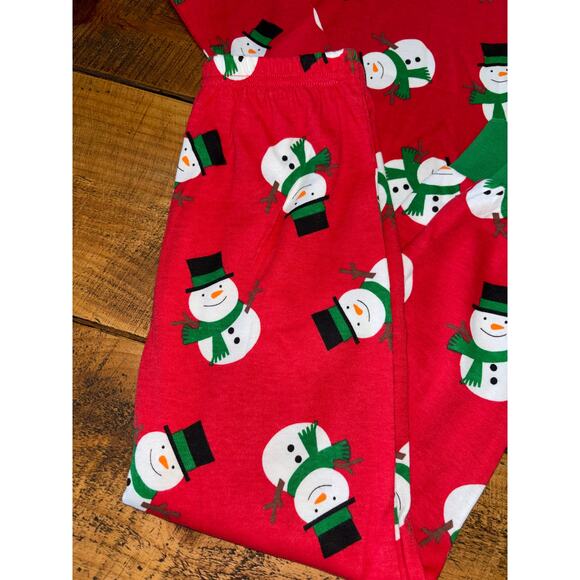 NEW Sara’s Prints Kids Red Green Snowman 2 Piece Pajama Set Flame Resistant 5 - Picture 4 of 6